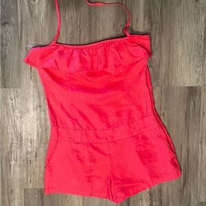 Golden State Romper 100% Linen Coral  Size 7